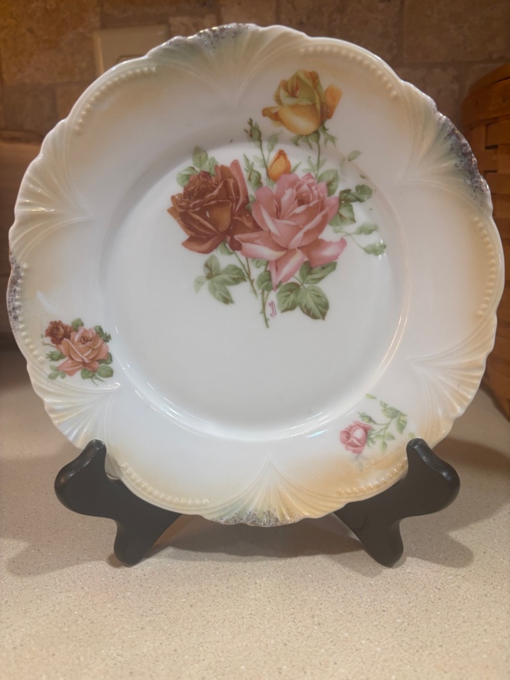 Antique German Floral Porcelain Plate